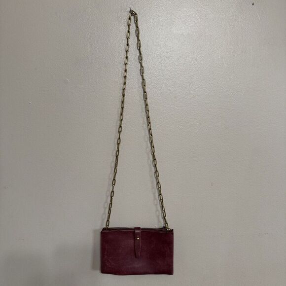 MADEWELL The Transport Accordion Maroon Leather Chain Crossbody - Picture 3 of 9